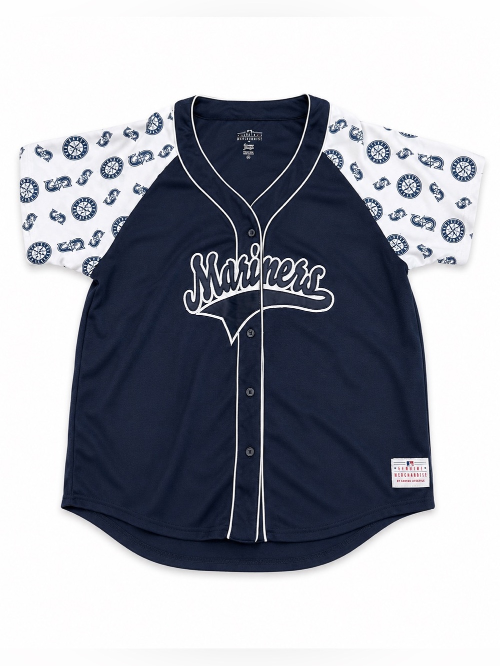 Mariners Women's Baseball Jersey - Navy and White